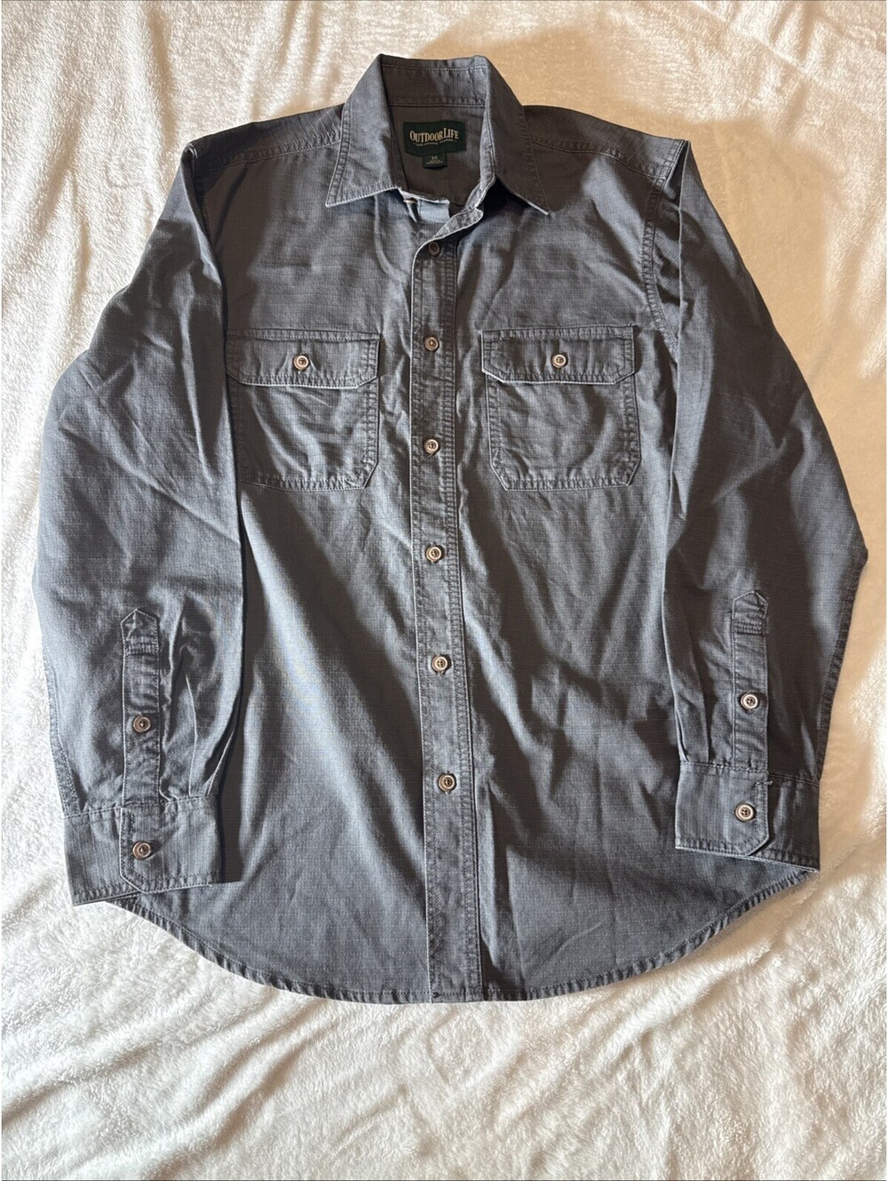Outdoor Life Shirt Mens S Gray Chest Pocket  Long Sleeves 100%Cotton (2243)